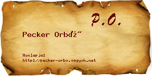 Pecker Orbó névjegykártya